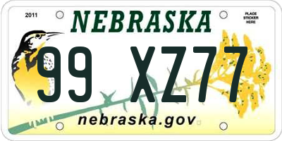 NE license plate 99XZ77