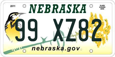 NE license plate 99XZ82