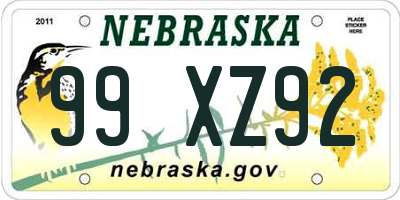 NE license plate 99XZ92