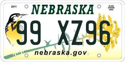 NE license plate 99XZ96