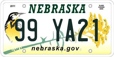 NE license plate 99YA21