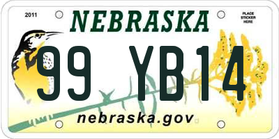 NE license plate 99YB14