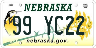 NE license plate 99YC22
