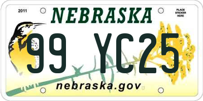 NE license plate 99YC25