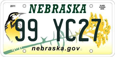 NE license plate 99YC27