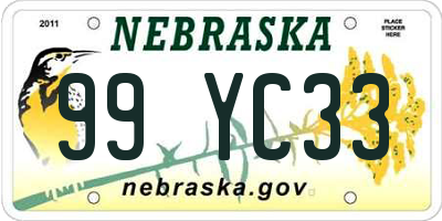NE license plate 99YC33