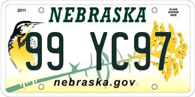 NE license plate 99YC97