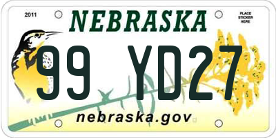 NE license plate 99YD27