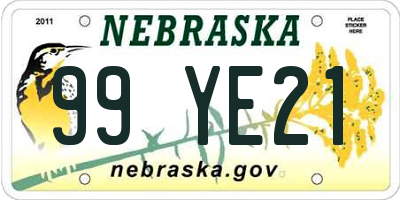NE license plate 99YE21