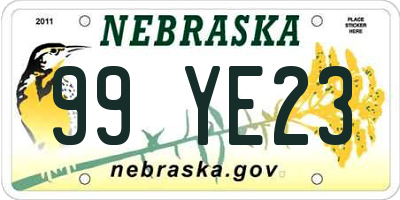 NE license plate 99YE23