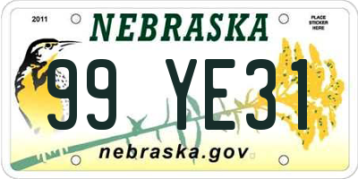 NE license plate 99YE31
