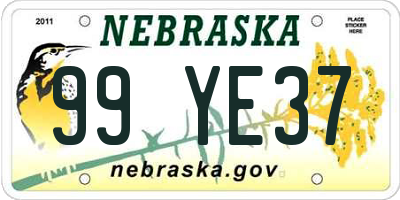NE license plate 99YE37