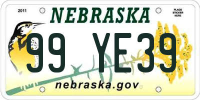 NE license plate 99YE39