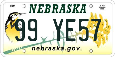 NE license plate 99YE57