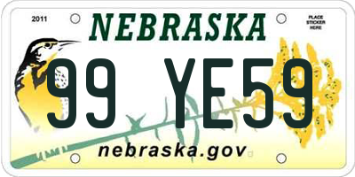 NE license plate 99YE59