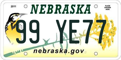 NE license plate 99YE77