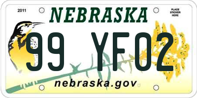 NE license plate 99YF02