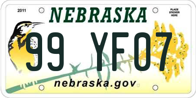 NE license plate 99YF07