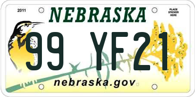 NE license plate 99YF21