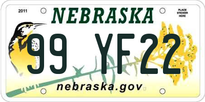 NE license plate 99YF22