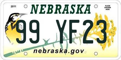 NE license plate 99YF23