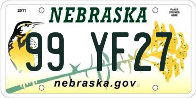 NE license plate 99YF27