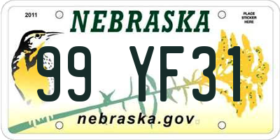 NE license plate 99YF31