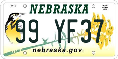 NE license plate 99YF37