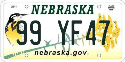 NE license plate 99YF47