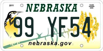 NE license plate 99YF54