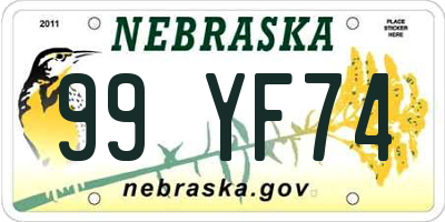 NE license plate 99YF74