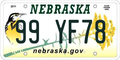 NE license plate 99YF78