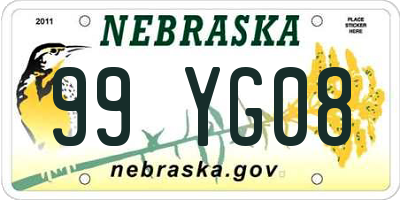 NE license plate 99YG08