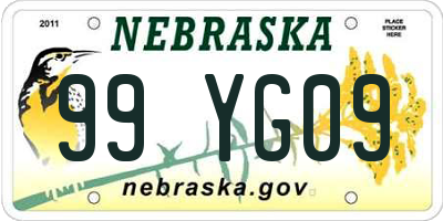 NE license plate 99YG09