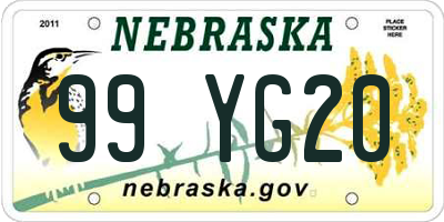 NE license plate 99YG20