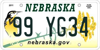 NE license plate 99YG34