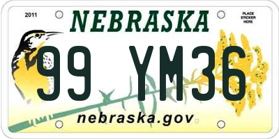NE license plate 99YM36