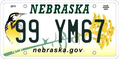 NE license plate 99YM67
