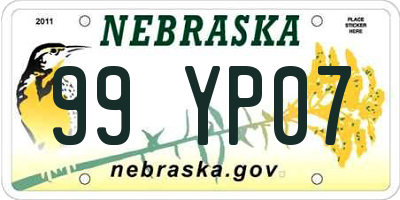 NE license plate 99YP07