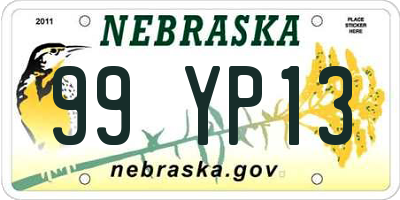 NE license plate 99YP13