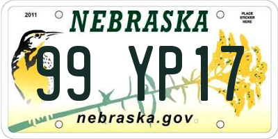 NE license plate 99YP17