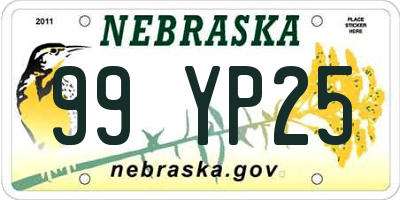 NE license plate 99YP25