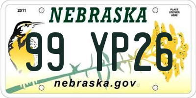 NE license plate 99YP26