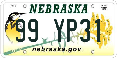 NE license plate 99YP31