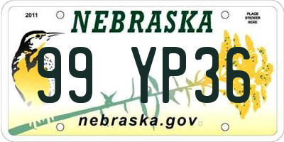 NE license plate 99YP36