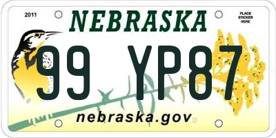 NE license plate 99YP87