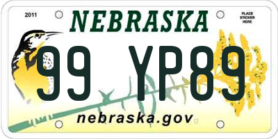 NE license plate 99YP89