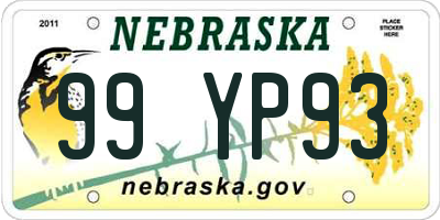 NE license plate 99YP93