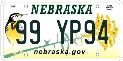 NE license plate 99YP94