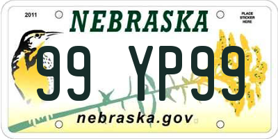 NE license plate 99YP99